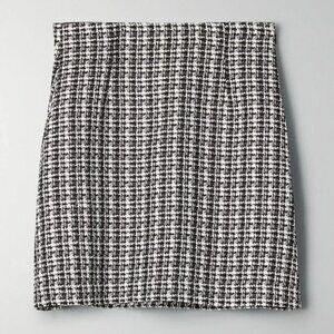 Aritzia Babaton Bryn Tweed Textured Mini Skirt Black/White Sz 4 NWT